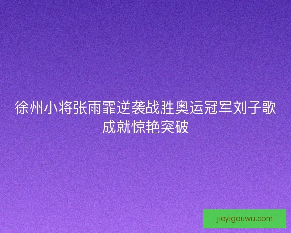 徐州小将张雨霏逆袭战胜奥运冠军刘子歌成就惊艳突破