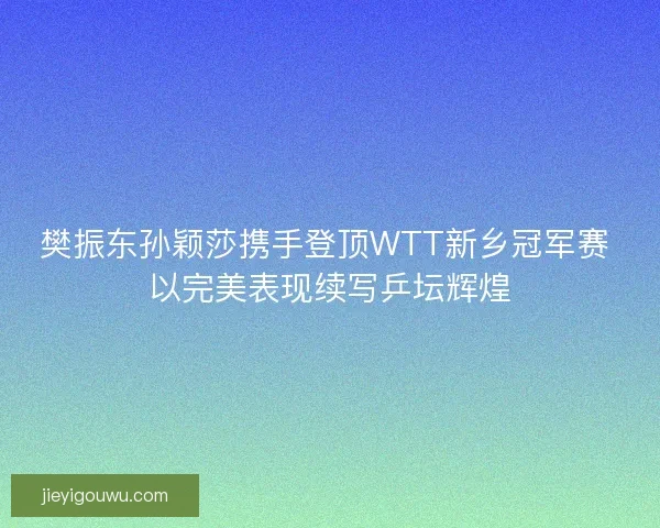 樊振东孙颖莎携手登顶WTT新乡冠军赛 以完美表现续写乒坛辉煌