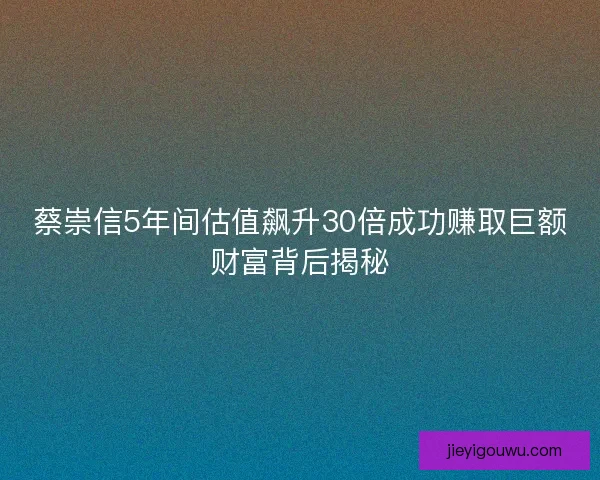 蔡崇信5年间估值飙升30倍成功赚取巨额财富背后揭秘