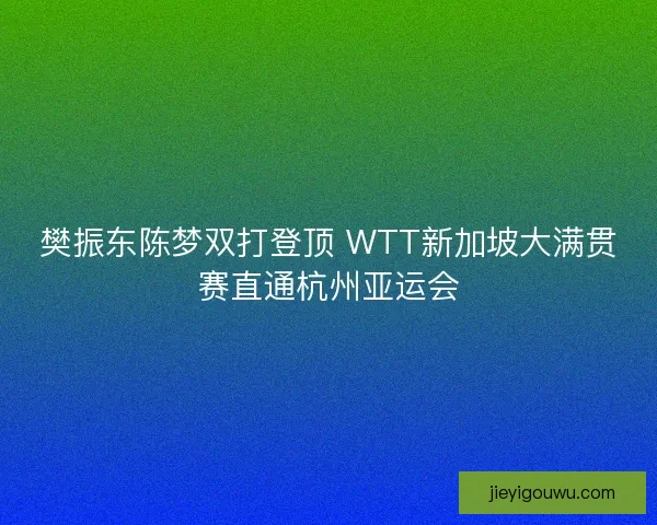 樊振东陈梦双打登顶 WTT新加坡大满贯赛直通杭州亚运会 樊振东陈梦双打登顶 WTT新加坡大满贯赛直通杭州亚运会