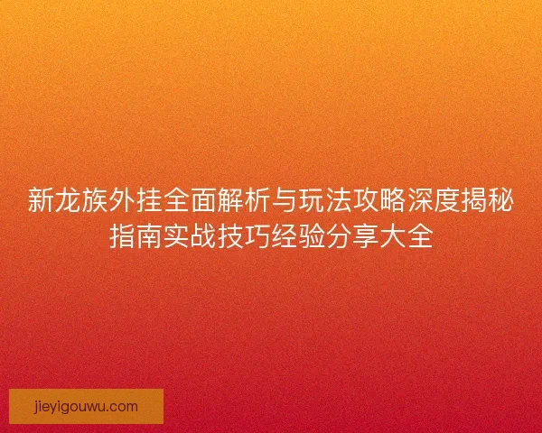 新龙族外挂全面解析与玩法攻略深度揭秘指南实战技巧经验分享大全